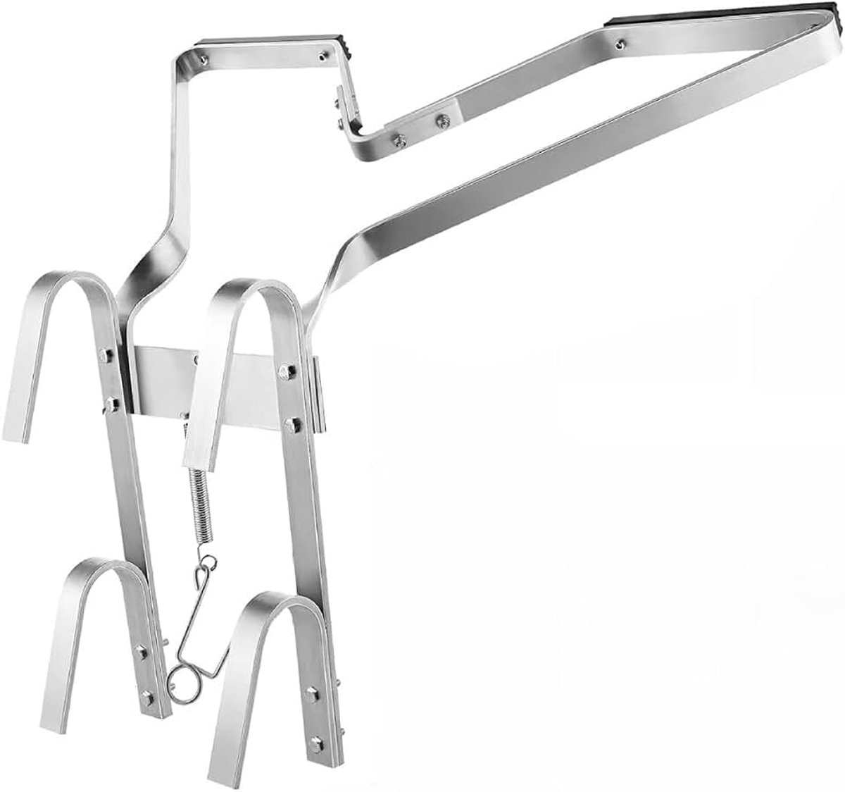 Ladderstabilisator, wandafstandhouder voor alle ladders, lichtgewicht aluminium (zilver), montage zonder gereedschap, dak & goten reiniging, 150 kg draagkracht, incl. anti-slip rubberen