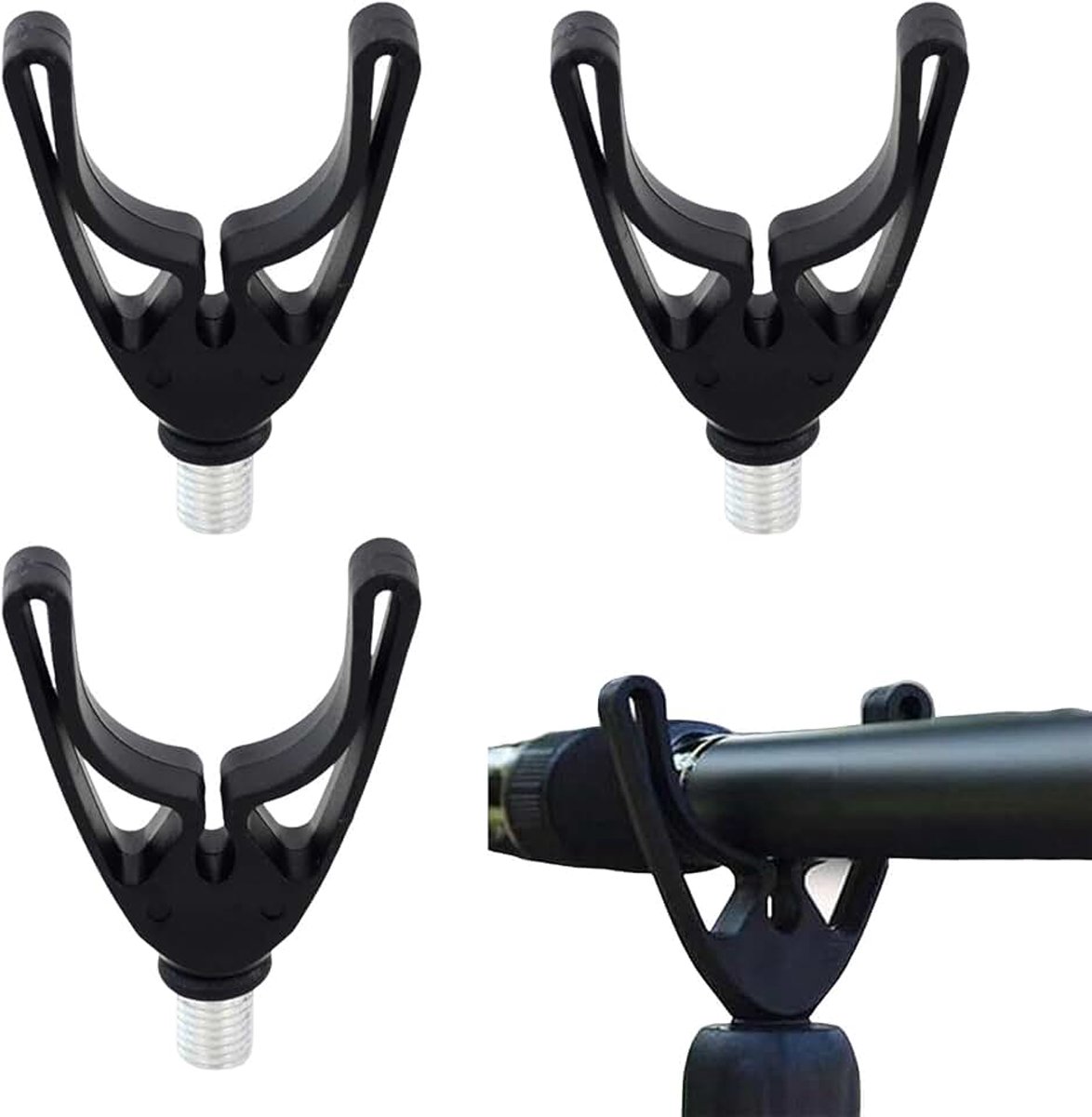 Hengelkussens, U-rugleuning, 3 stuks, hengelkussens voor alle hengelhouders, hengelstandaard, rod pod en bankstick, butt grip, hengelsteun met messing schroefdraad