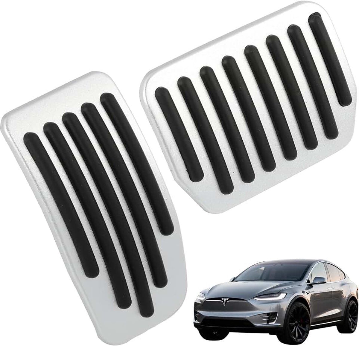 Pedaalafdekking voor Tesla Model 3 (incl. Highland) en Model Y, set van aluminium en rubber voor gaspedalen en rempedalen, elegant en veilig design, Tesla-pedalen
