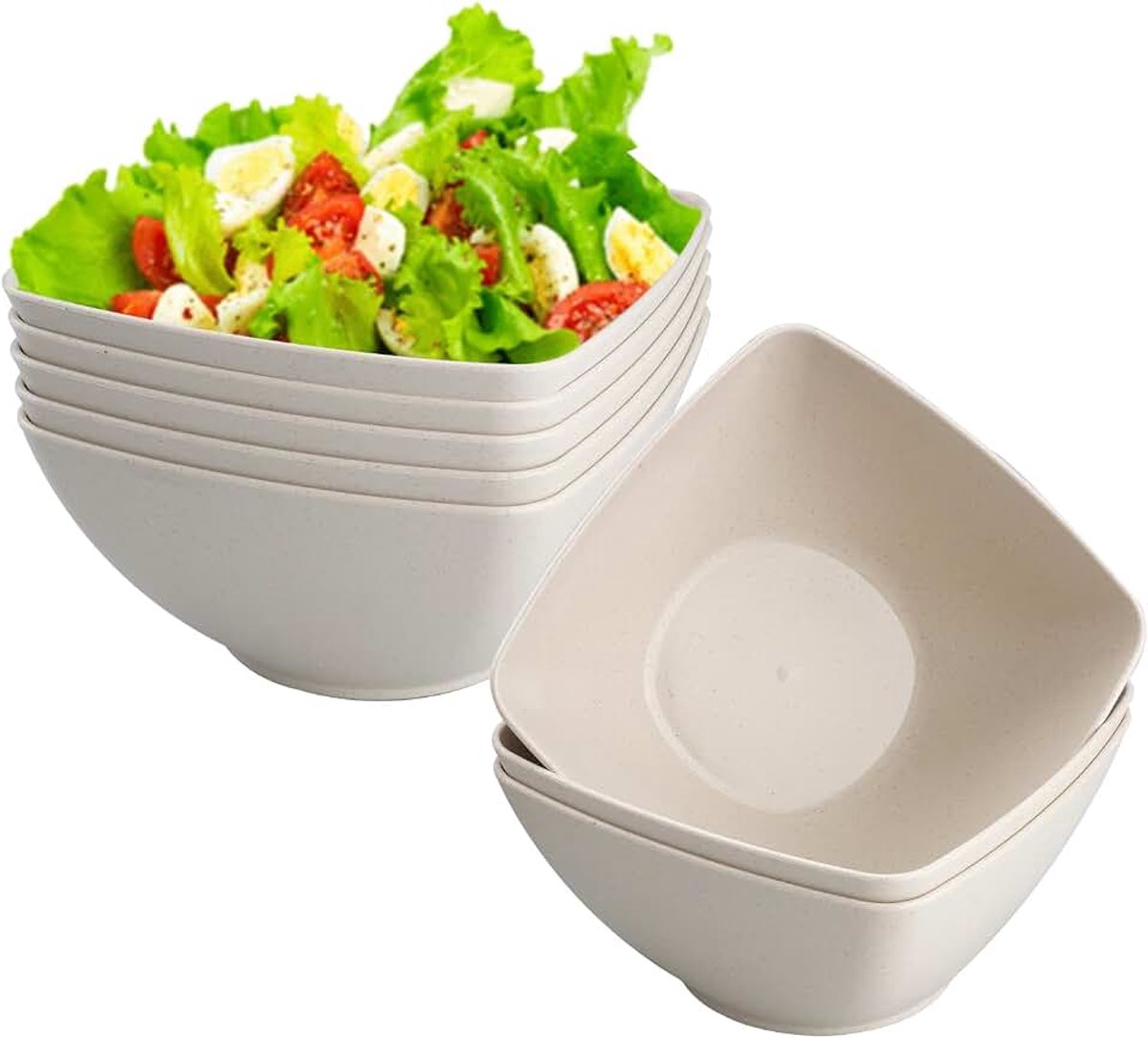 8-delige set beige dipsausbakjes & snackbakjes van PP, set schaaltjes als ontbijtgranenbakjes, slakommen, dessertbakjes voor sushi, fruit, soep, vaatwasmachinebestendig & herbruikbaar