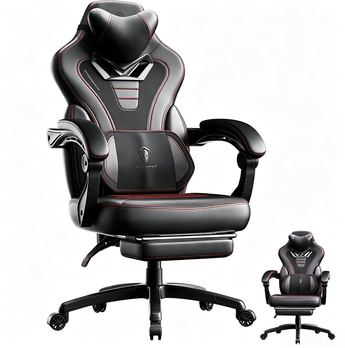Gaming stoel - Ergonomische gaming -ergonomische pc bureaustoel voor volwassenen - vleugelloos breed zitvlak‑ meebewegende armleuningen‑ 90‑145° verstelbaar‑ uittrekbare voetsteun‑ tot 150 kg‑