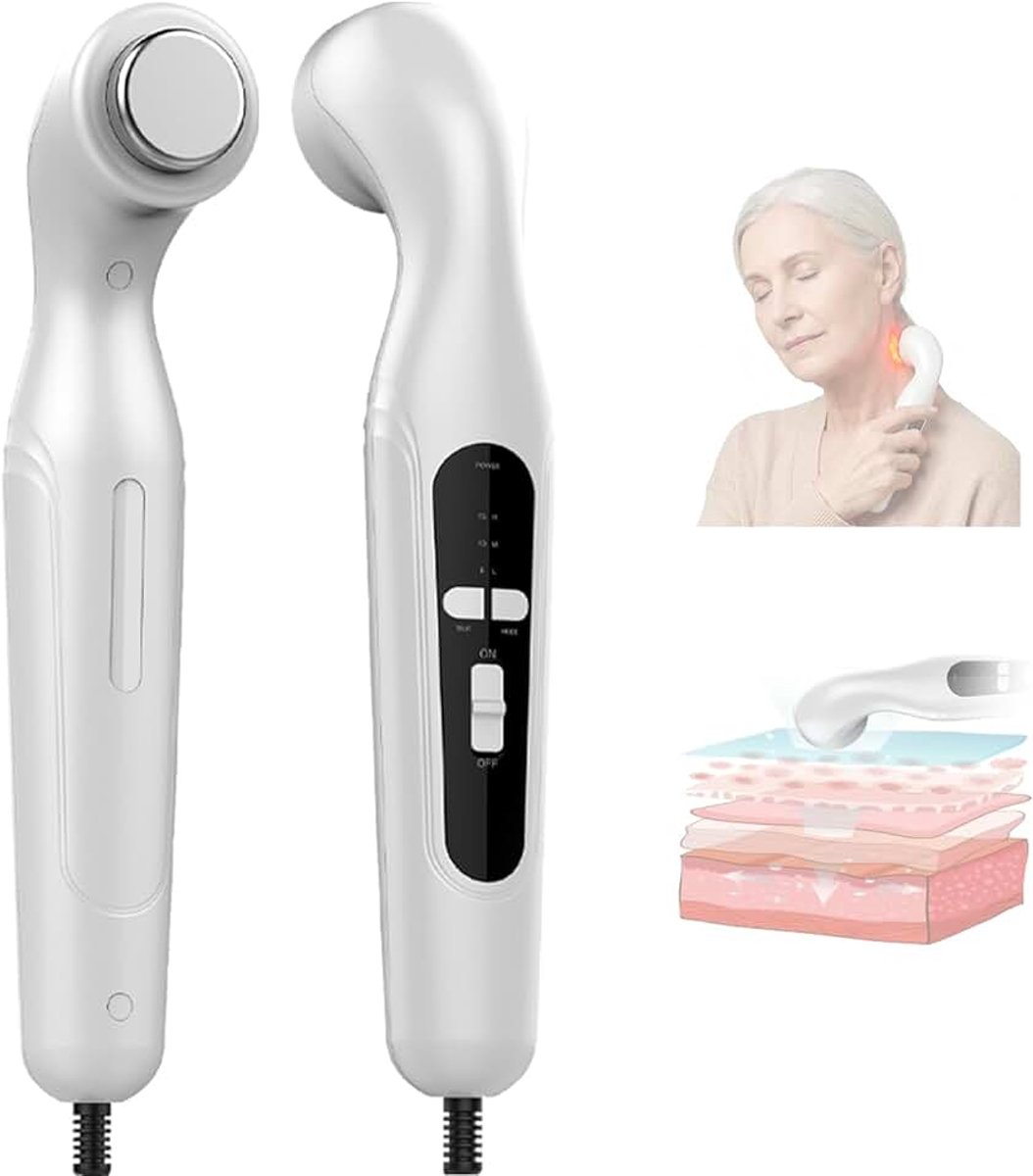 Ultrasoon apparaat voor thuis, ultrasoon handapparaat, geluidsgolfapparaat voor pijntherapie en artrose, ultrasoon massageapparaat voor spier- en rugpijn, 3 snelheden