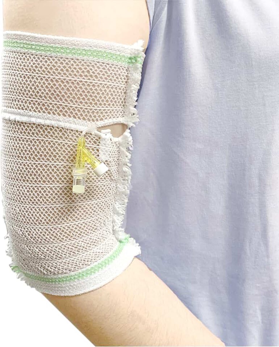 Line Beschermhoes voor armleuningen, PICC-schild, katheterbescherming voor kinderen van 5 tot 10 jaar, elastisch net, ultrazacht, ademend, comfortabel (L)