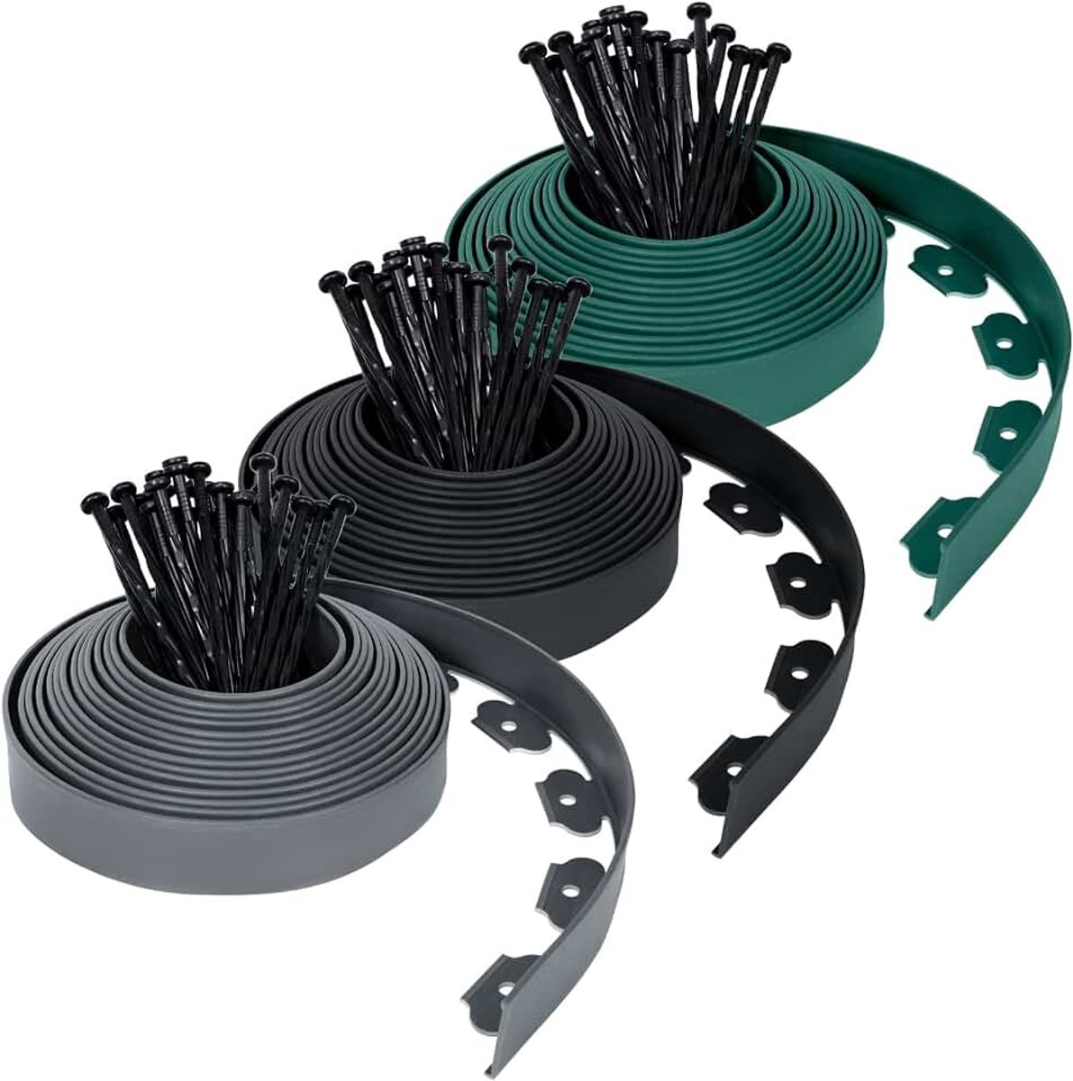 Flexibele Graskant 10m Bloemranden van PP-kunststof Tuinomranding met 30 Bevestigingsnagels Bloemranden 5cm hoog voor de tuin, Lichtgrijs
