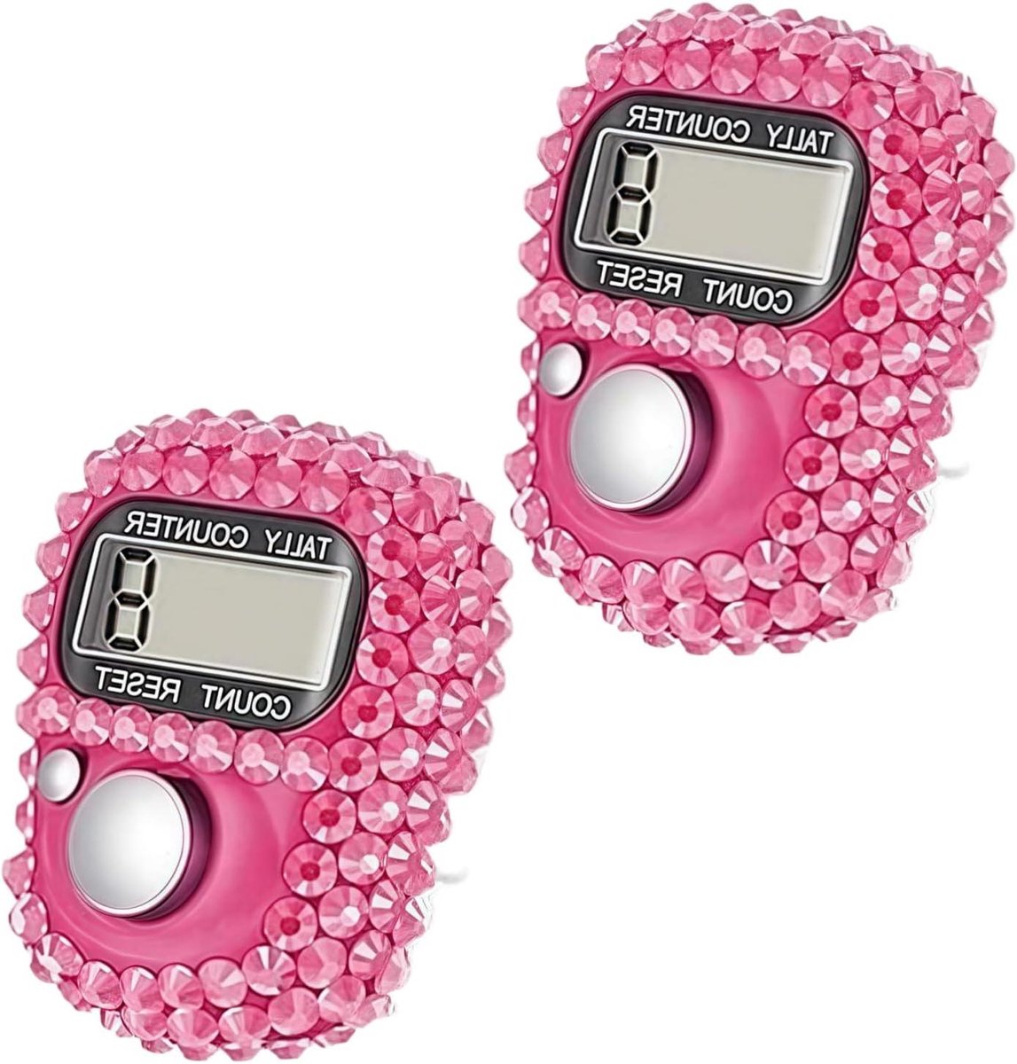 Elektronische Vingertellers - Digitale Clickertellers - Sport Tellen - LCD Scherm - 2 stuks - Roze