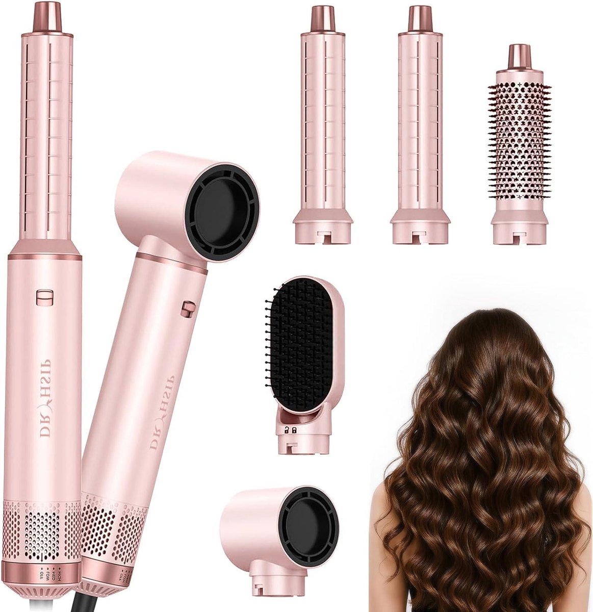 Haardrogerborstel - Heteluchtborstel Föhn - Haar Stylen - 5-in-1 Multifunctioneel - 26 x 7 x 24 cm - null