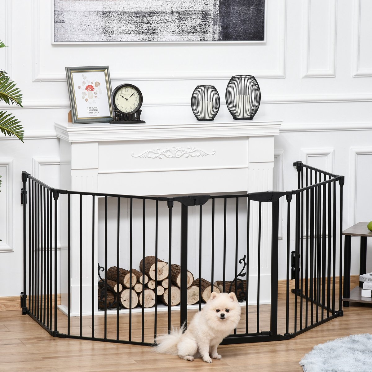Veiligheidsbarrière voor dieren - Maximale capaciteit 300L x 74,5H cm - met deur - automatische sluiting - zwart - metaal PP materiaal