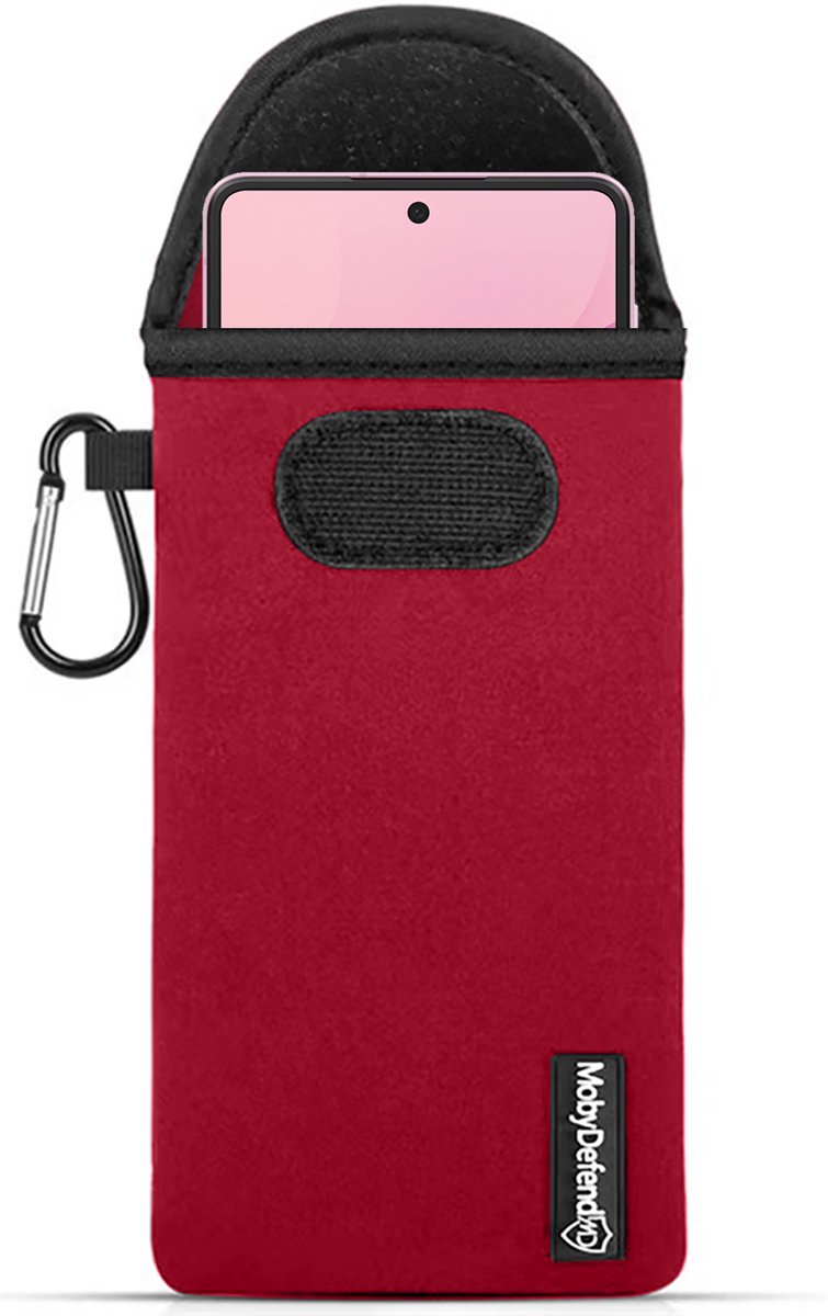 MobyDefend Hoesje - Geschikt voor Samsung Galaxy Z Flip 8 - Neopreen Pouch Met Karabijnhaak - Insteek - Riemlus - Rood