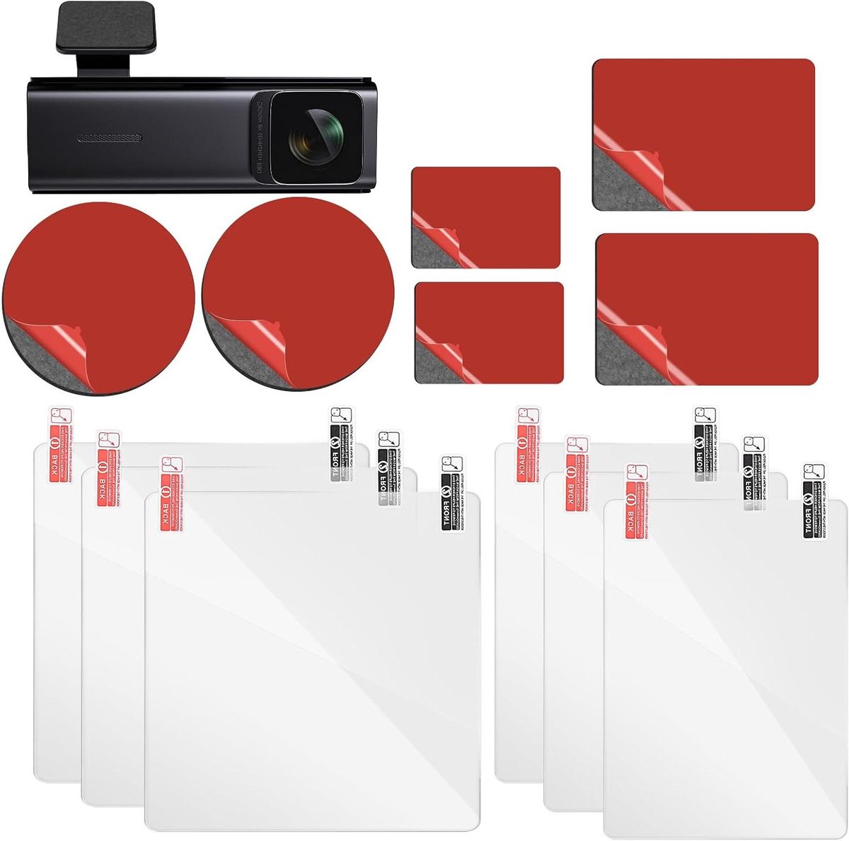 Bevestigingsset Dashcam - Stickers Films - Auto Installatie - Statische Anti-Statische Film - 12 Stuks - Transparant