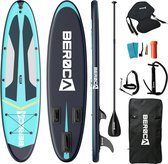 BEROCA SUP Board - met Zitje - Opblaasbaar Paddle Board - Complete Set - 320x81cm - Max. 160 kg-Blauw zwart