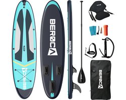BEROCA SUP Board - met Zitje - Opblaasbaar Paddle Board - Complete Set - 320x81cm - Max. 160 kg-Blauw zwart