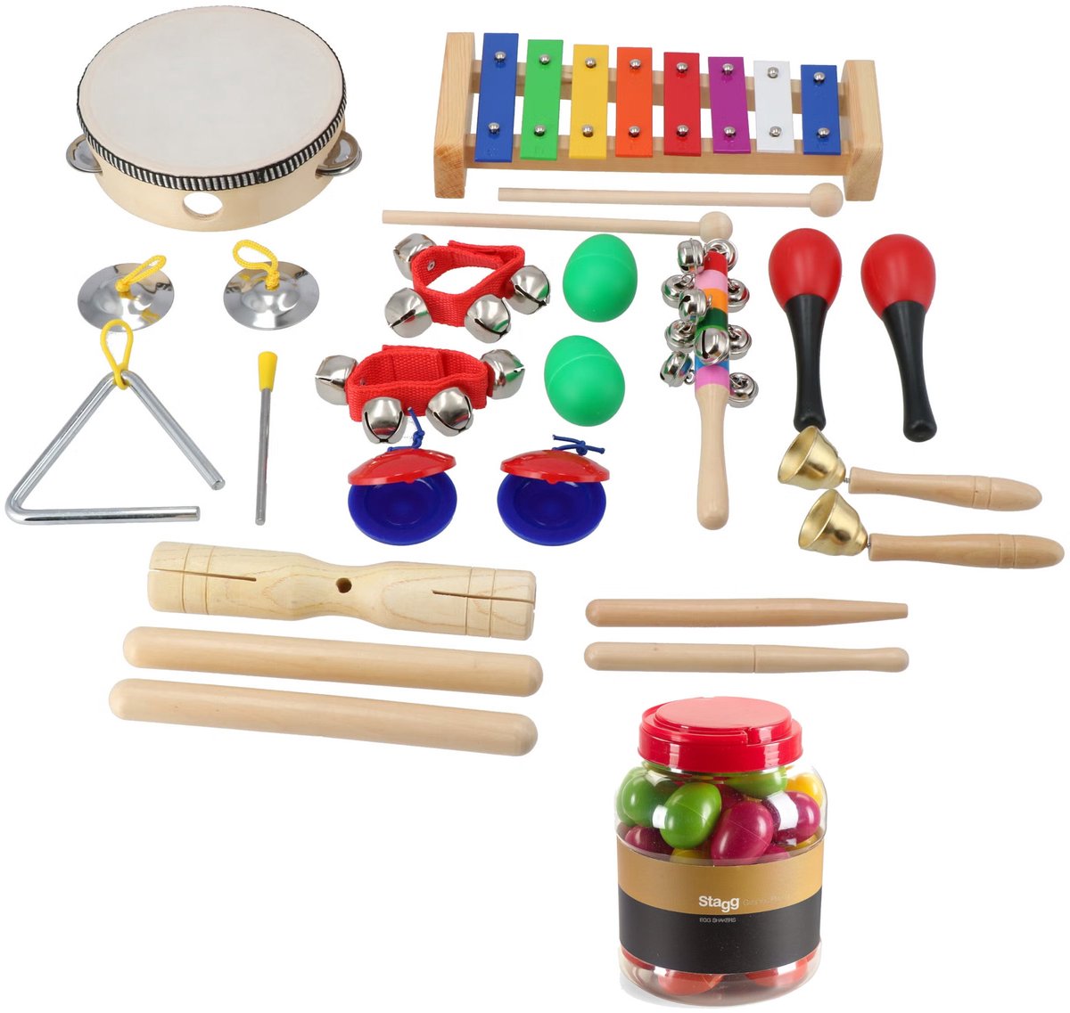 Percussieset 12-delig - incl. 40 shakers - Fazley Funtune KIT - Multikleur