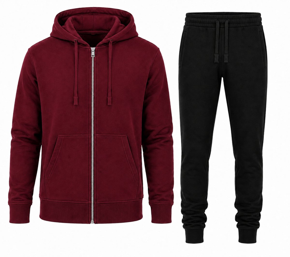 Trainingspak Heren met Rits - Joggingpak Heren met broek - Rood - L