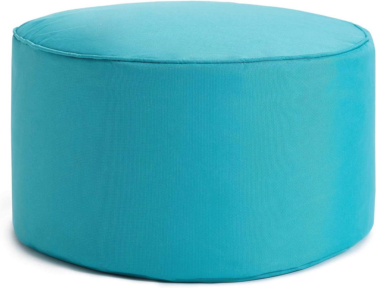 Zitkussen Hocker - Voetenbank Poef - Binnen Buiten Gebruik - Waterafstotend Materiaal - 25 x 45 cm - Turquoise