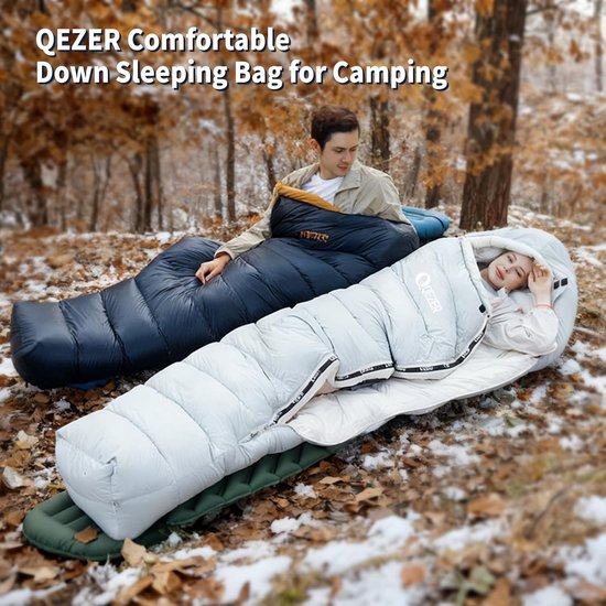Donzen Slaapzak - Winter Slaapzak - Kamperen en Trekking - Grafeen Voering - 213 cm x 82 cm - Groen — afbeelding 2