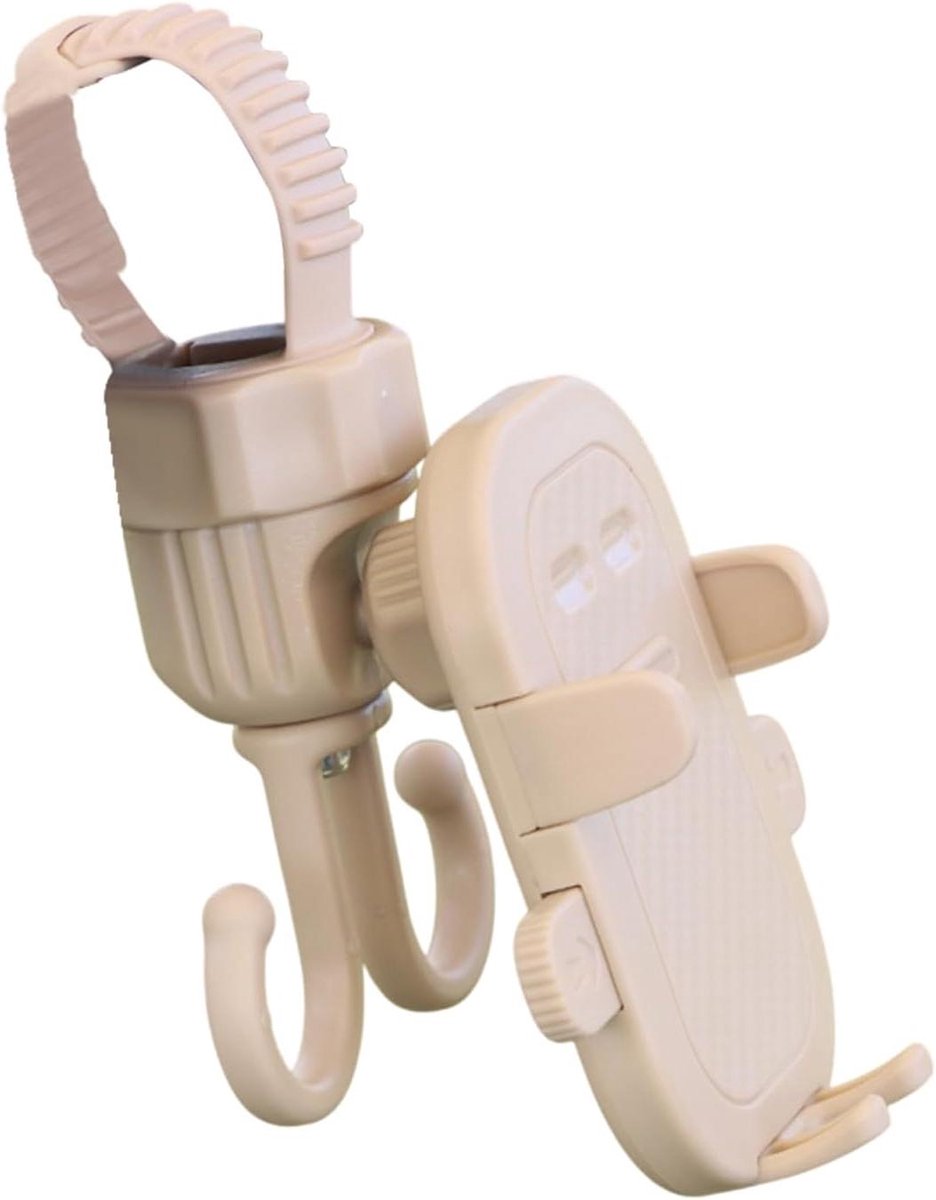 Kinderwagen Telefoonhouder - Wandelwagen Organizer - Onderweg Boodschappen - 2-in-1 Functie - Universele Smartphone - Kaki