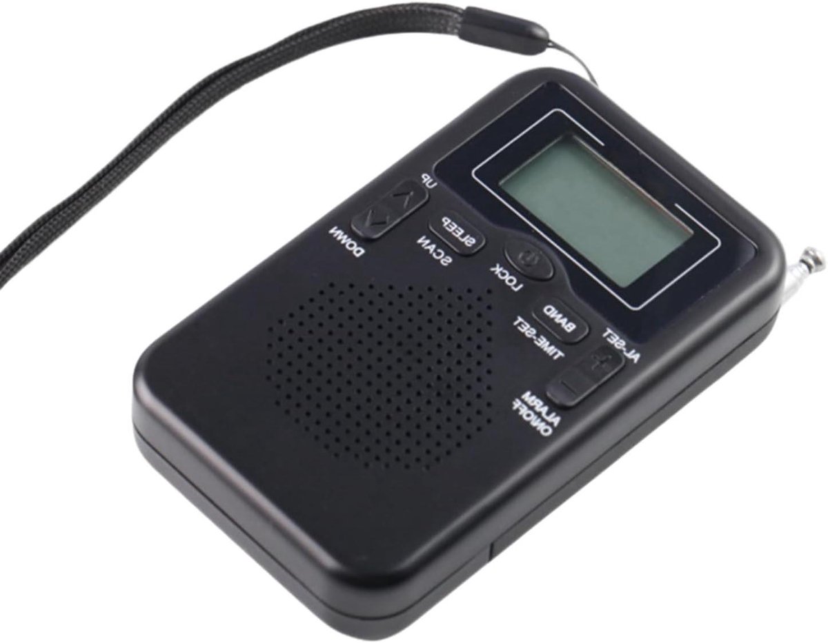 Draagbare Radio - Zakradio Batterijen - Muziek Luisteren - Digitaal Display - Compact Formaat - Zwart