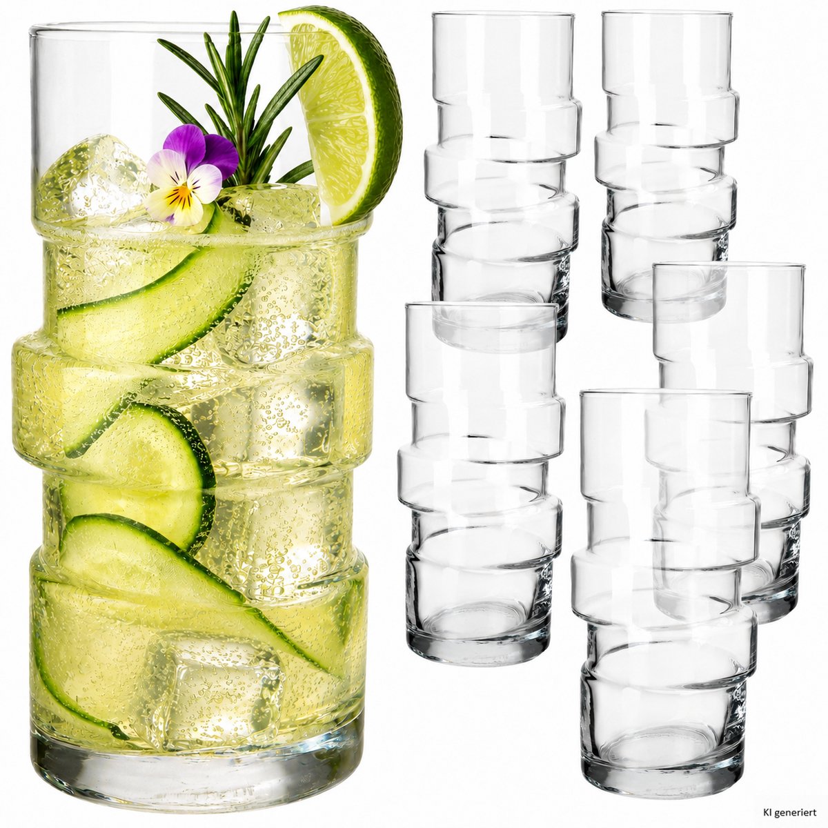 6-delige set STAPEL cocktailglazen 400ml met trapjes-optiek – 1005965