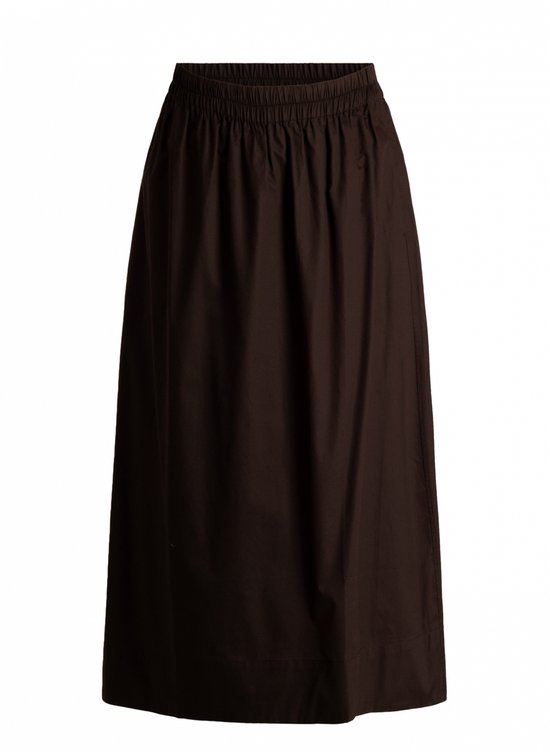 Bruine katoenen rok met elastische tailleband.