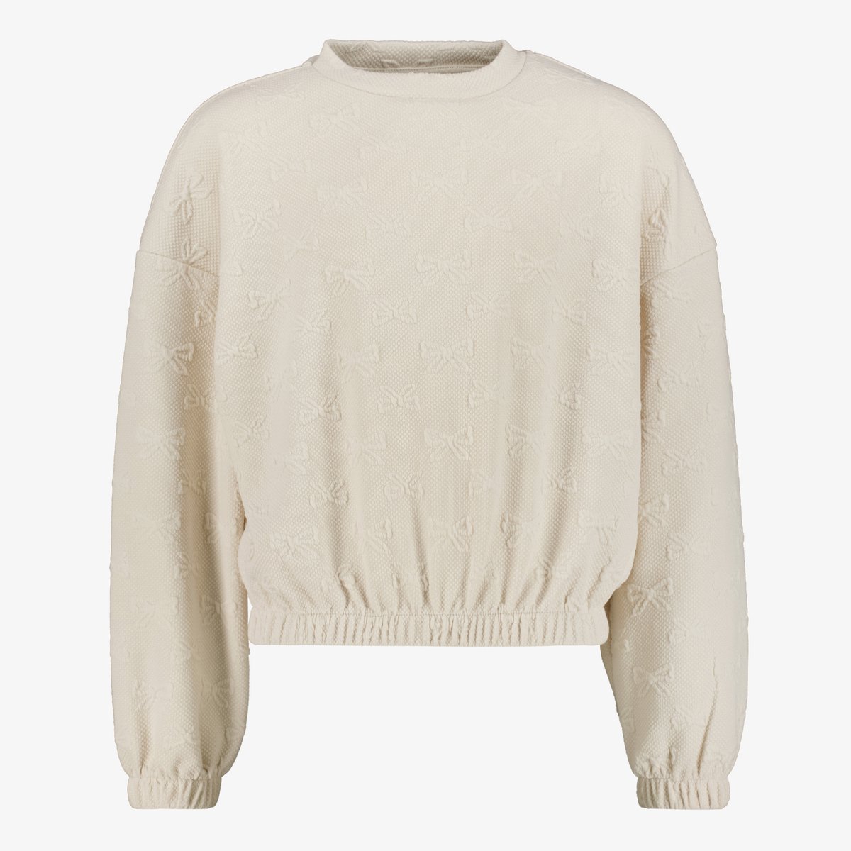 TwoDay meisjes sweater met geborduurde strikjes ecru - Beige - Maat 158/164