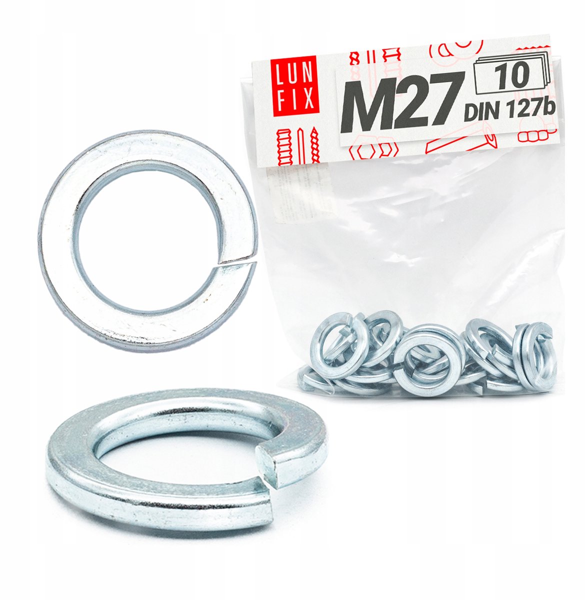 LUN FIX - Platte veerring M27 verzinkt DIN 127 - 10 Stuks