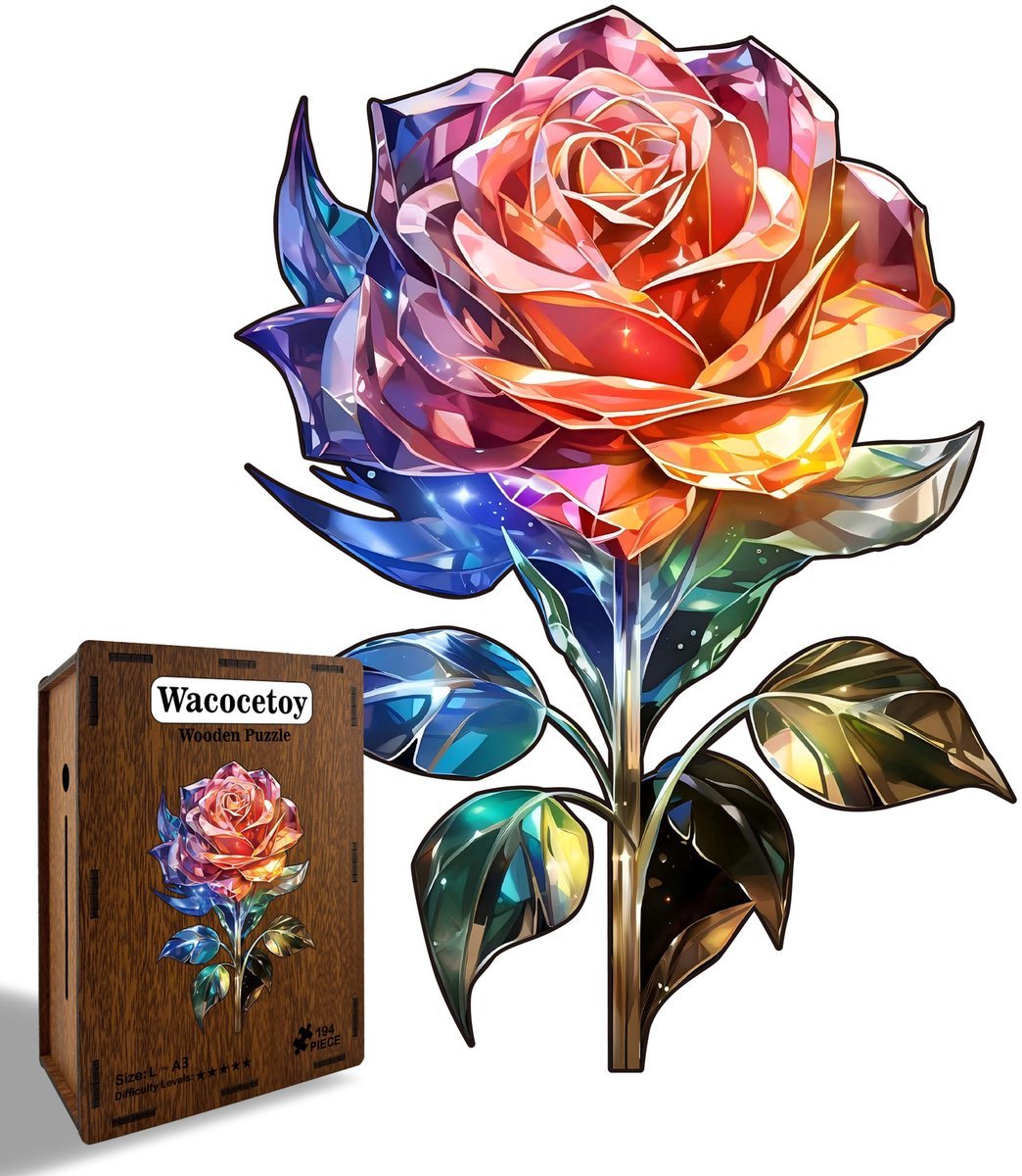 Casalora Houten Puzzel Roos 195 Stukjes - Dieren Legpuzzel Volwassenen -L