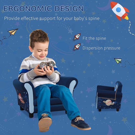 Kinderfauteuil Sofa Stoel Blauw voor Peuters 3-6 Jaar van Montefiore — afbeelding 5