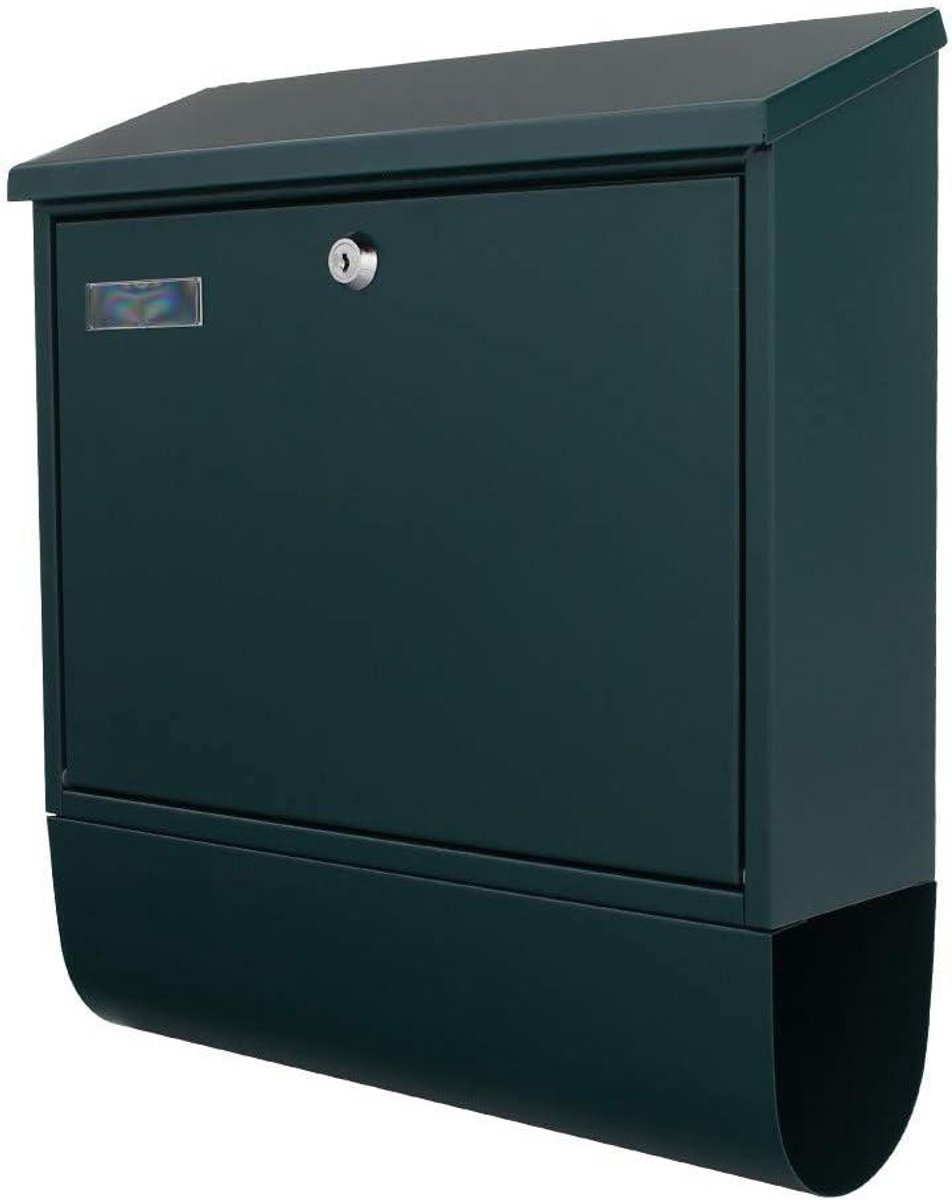 Brievenbusset met krantenbox - Wandbrievenbus - Post ontvangen - Met cilinderslot - 41.5x36.5x11.5 cm - Groen