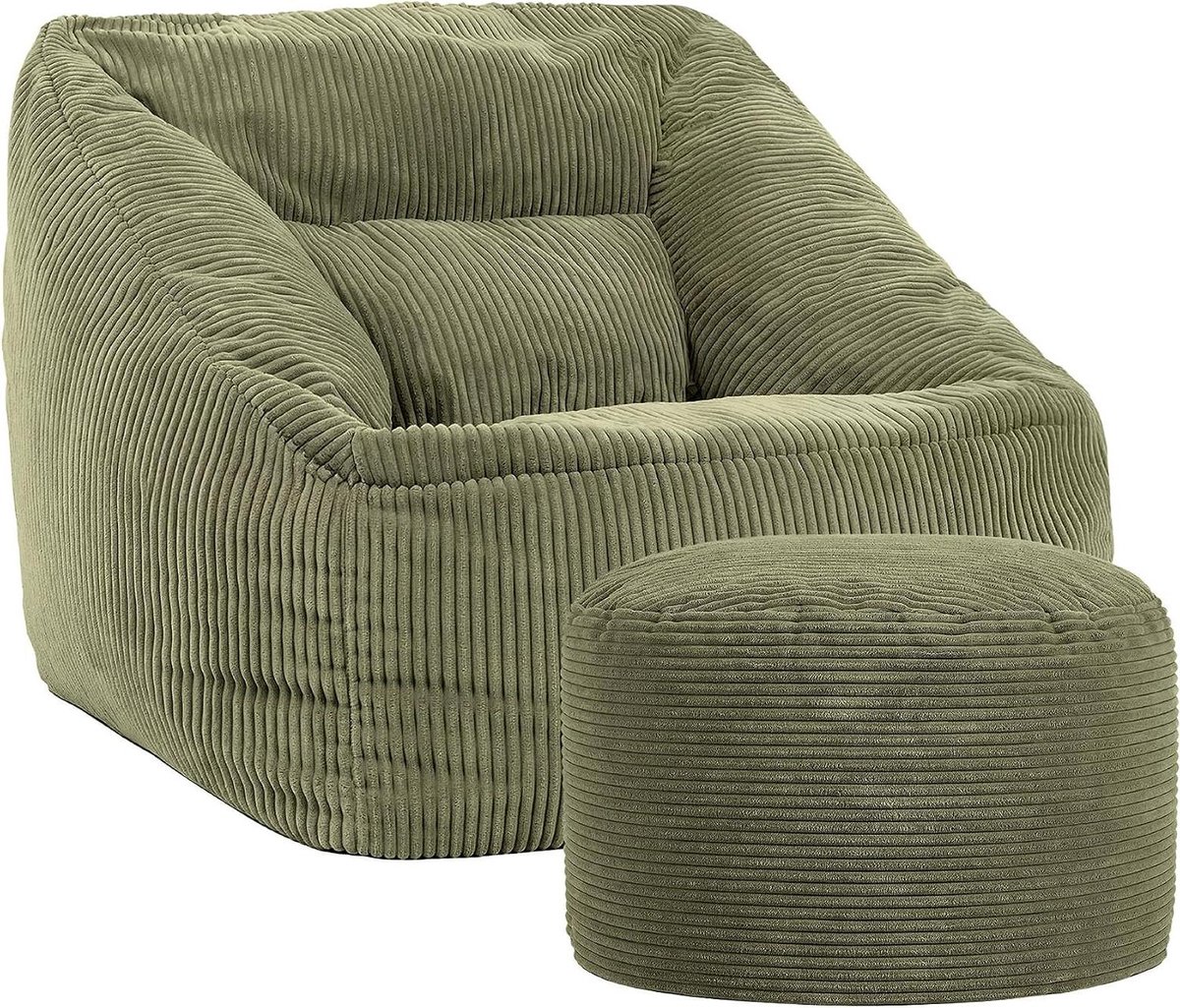 Zitzak Fauteuil - Zitkussen met voetenbank - Ontspannen zitten - Ondersteunend ontwerp - 88 x 100 x 80 cm