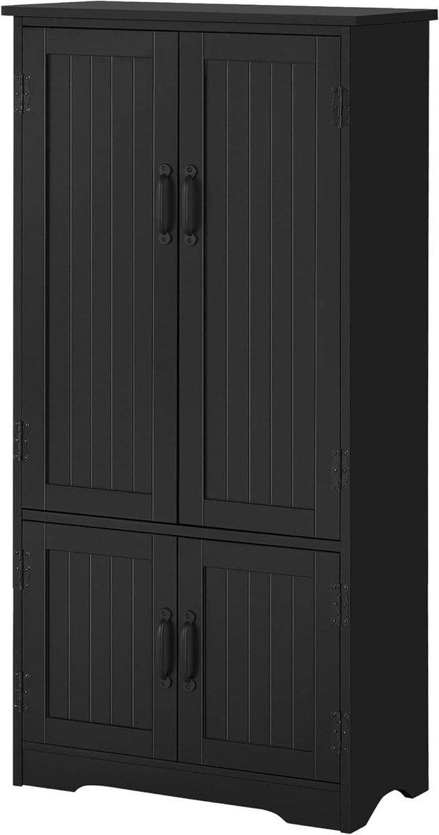 Keukenkast - Opbergkast Keuken - Keuken Opbergen - Veel Vakken - 60x30x123cm - Zwart