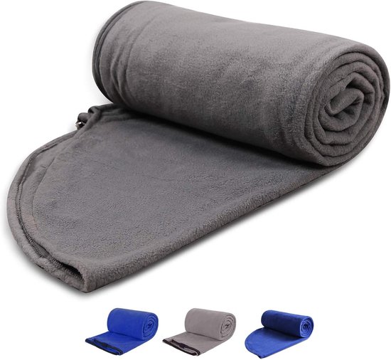 Fleece Slaapzak Liner - Reisdeken Buiten - Kamperen en Reizen - Volledige Rits - 180 x 78 cm - Grijs — afbeelding 3