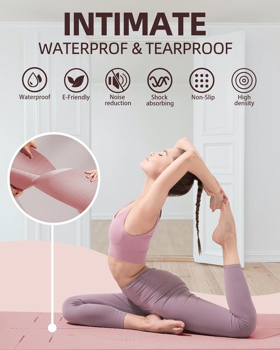 Yoga Mat - Fitness Mat - Thuis Trainen - Extra Breed Ontwerp - 183 x 81 cm - Koraal — afbeelding 2
