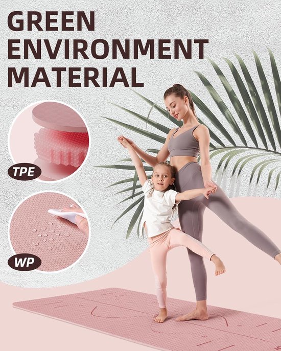 Yoga Mat - Fitness Mat - Thuis Trainen - Extra Breed Ontwerp - 183 x 81 cm - Koraal — afbeelding 5