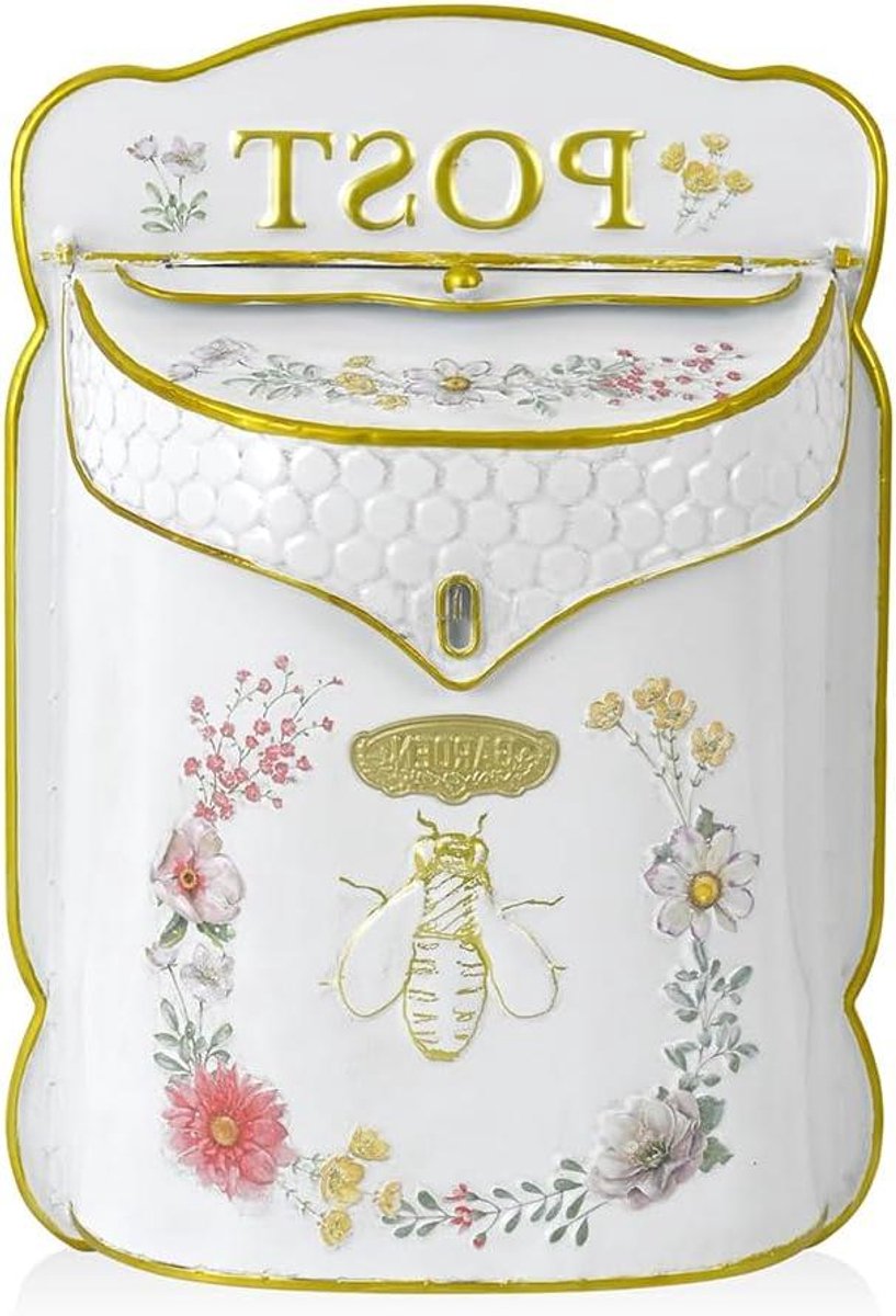 Brievenbus - Wandhouder Buiten - Post Ontvangen - Vintage Stijl - 39.5 cm Hoog - Antiek
