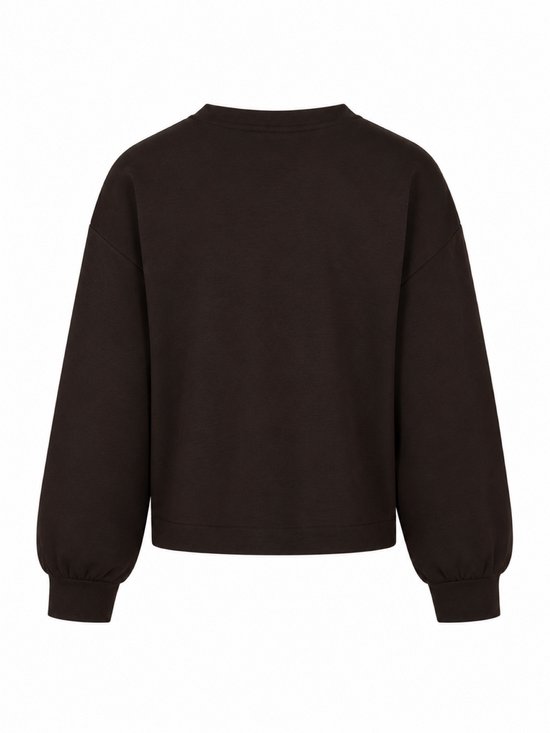 Bruine sweater met wijde mouwen en elastische boorden.