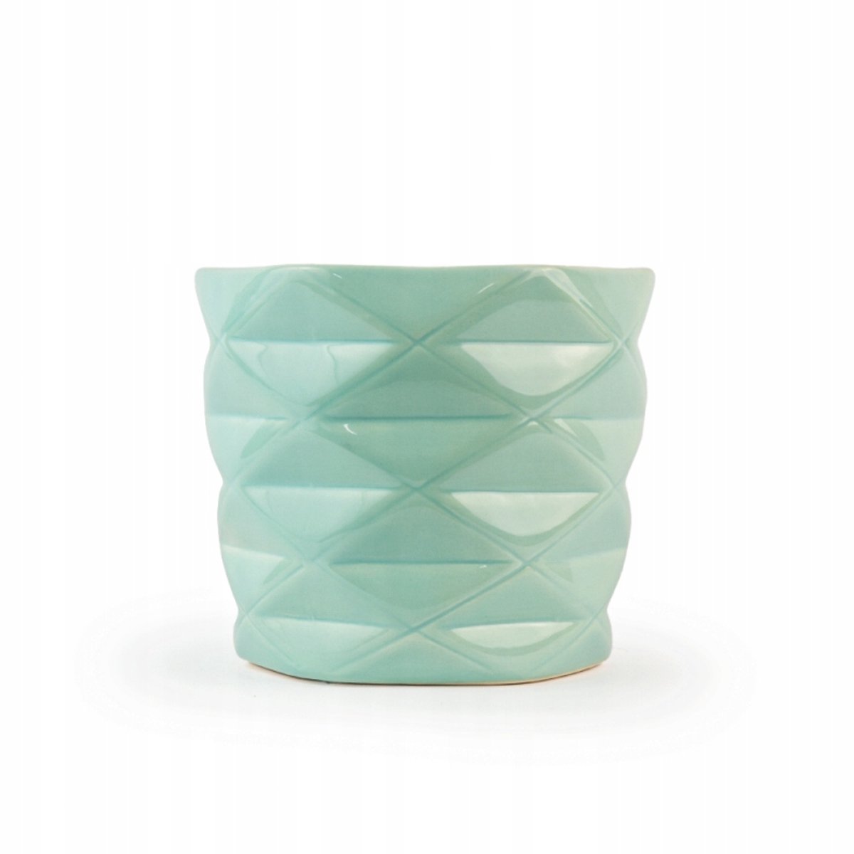 Polnix Keramiek Pot Pastel Groen 13.5cm - Geometrisch Design