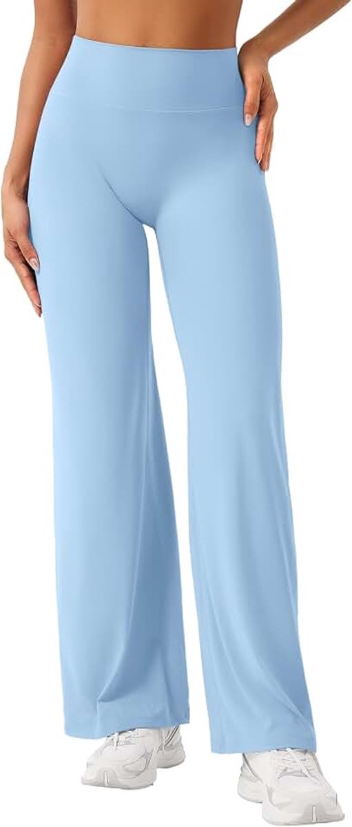 Naadloze yogabroek voor dames, rechte legging, hoge taille, met wijde pijpen, voor sport, yoga, ondoorzichtig