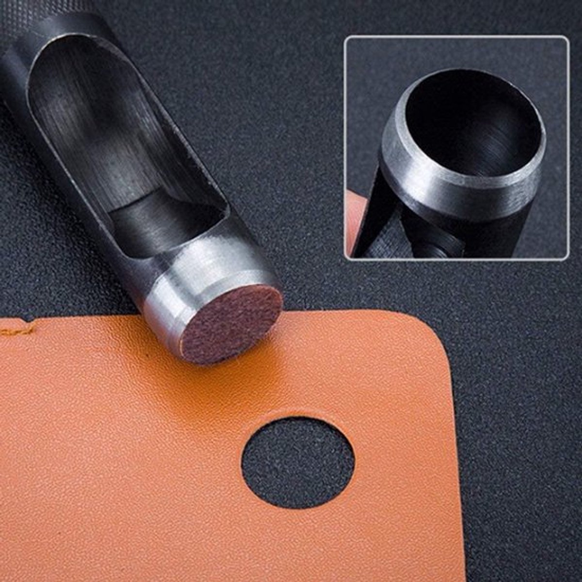 - Perforator voor Leer en Meer - 2 stuks - Riem- en Papierperforator - 12mm Diameter & Geschikt voor meerdere materialen - Rond - Zwart