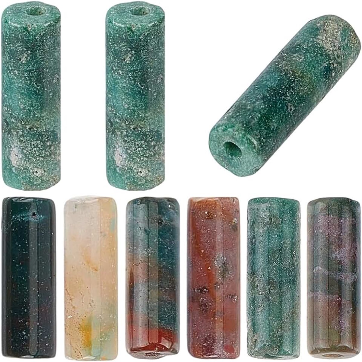 1 Box 30PCS 4x13MM Natuurlijke Indiase Agaat Steenkralen Streng met gatbuiskolom Energiecilinder Edelsteen Losse Spacer Kral Bulk voor sieraden maken Armbanden Ketting DIY Knutselbenodigdhe
