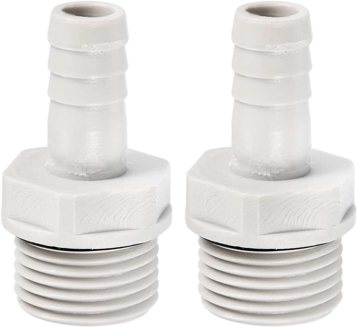 Slang Barb Fitting Recht 11mm Prikkeldraad G1/2 Mannelijke Draad, 2 Pack POM Plastic Pijp Connector, Grijs