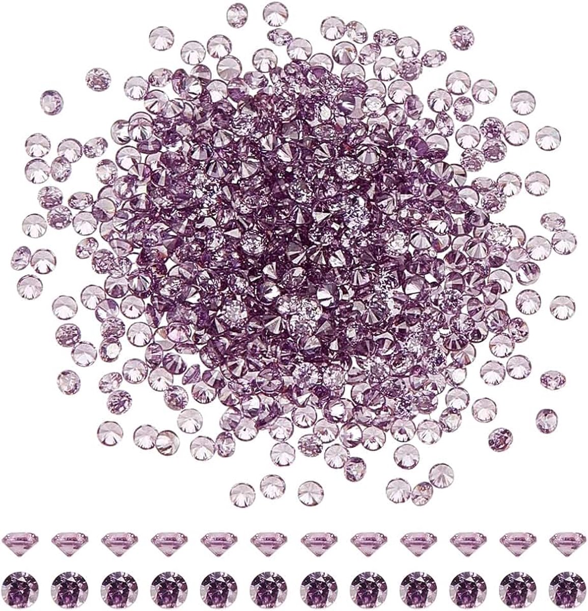 600 STKS Clear Zirconia Stenen 1mm Lila Strass Grade Een Facet Diamant Cabochons wees Terug Kristal Gem voor Sieraden Maken Versiering Nail Art DIY Craft