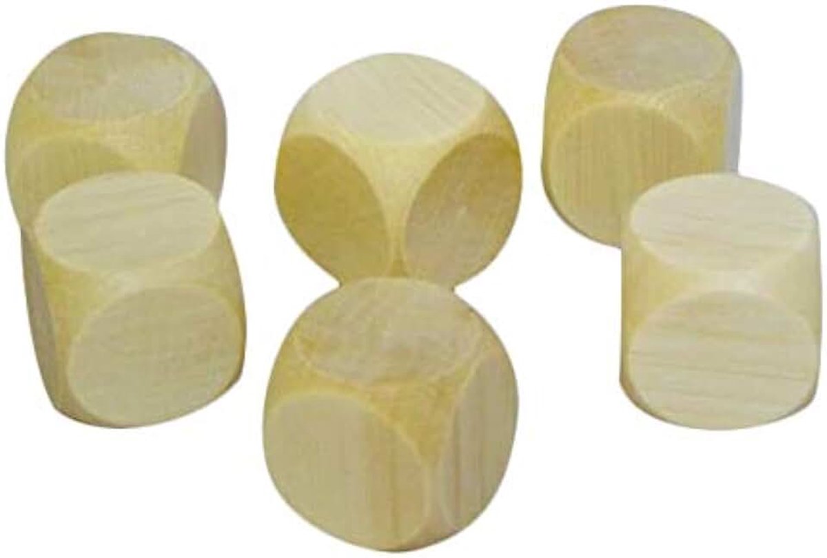 5x Houten Plain Dobbelstenen Kubus Kubussen Blank Plain Ongelakt Hout Zeszijdig 60mm