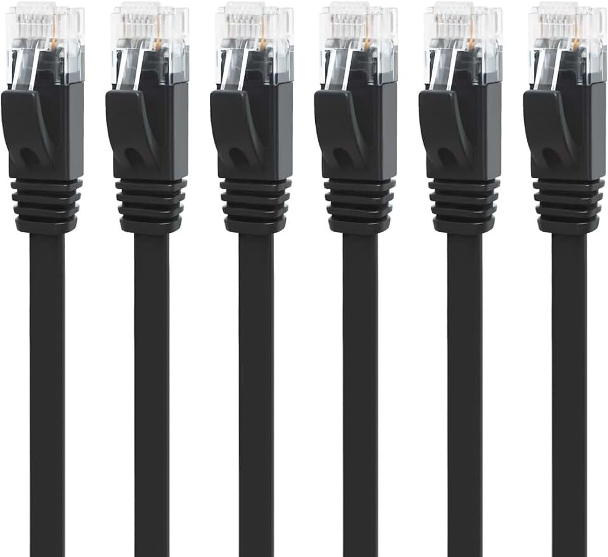 6 Ethernet-kabel 2,5 m 6-pack netwerkkabel CAT6 Ethernet-patchkabel LAN-kabel CAT6 Gigabit internet LAN-patchkabel voor tv, gaming, router (2,5 m, 6 stuks, zwart)
