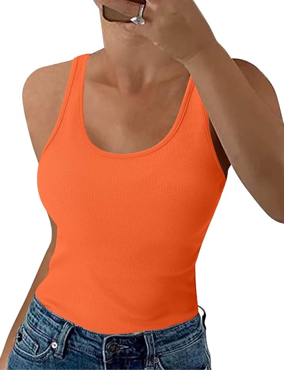 Tanktop voor dames, zomer, slim fit, bovenstuk, mouwloos, geribbeld, basic shirt, ronde hals, vest, katoen, tops, sexy, casual, effen