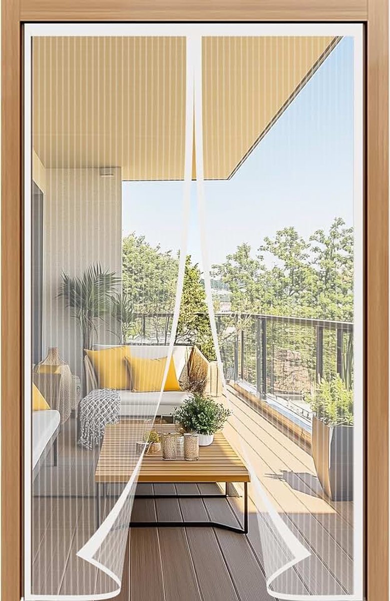 Muggennet, 160 x 250 cm, vliegengaas voor ramen, wit gordijn, magnetisch muggennet, balkon, ademend, automatische sluiting, geen vervelende insecten meer in huis