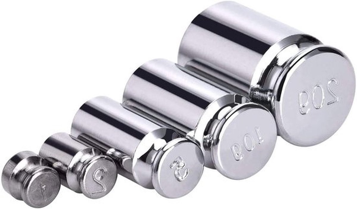 Kalibratiegewicht set voor digitale weegschaal - 1 g, 2 g, 5 g, 10 g, 20 g