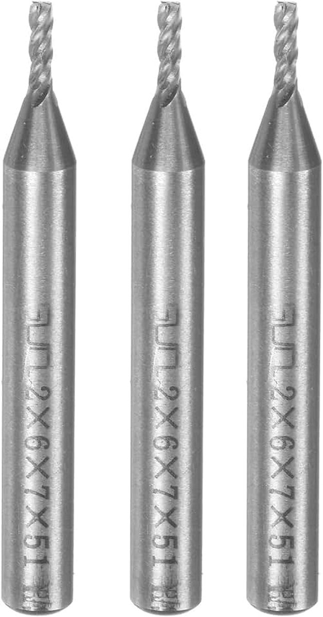 3 stuks 2 mm x 6 mm 4 groeven HSS-AL kandelaar rechte schacht frezen snijder gereedschap