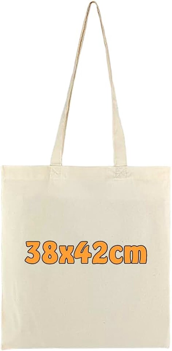 Katoenen tas jute tas onbedrukt met twee lange hengsels 38x42cm