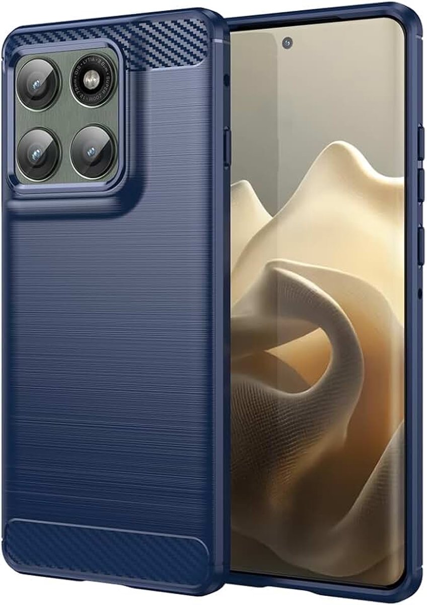 Hoesje voor Motorola Edge 60S Pro, Cover voor Motorola Edge 60 Pro Ultra Dunne Telefoonhoes met Schokabsorberende Carbon Fiber TPU Rubber Beschermhoes voor Motorola Edge 60SPro Marineblauw