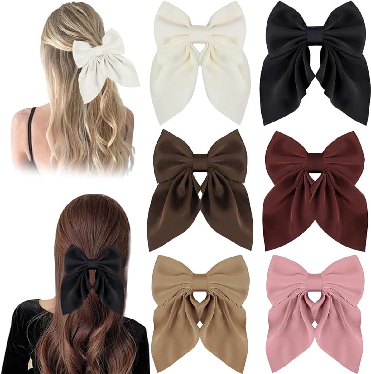 6 stuks kleine haarspelden, zachte satijn, zijdeachtige haarclips, antislip clips voor krullend of glad haar, zachte satijnen clips voor vrouwen en meisjes